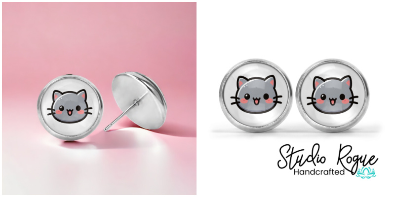 Kitty Cat Image Earrings