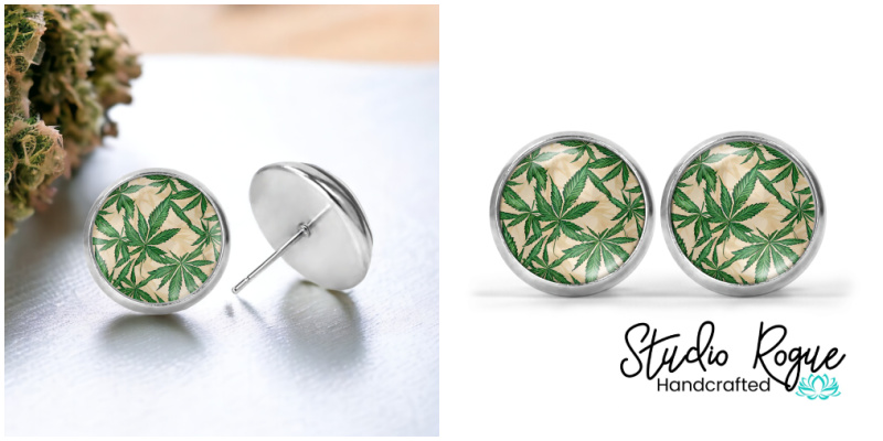 Natural Cannabis Image Earrings