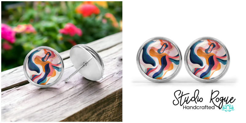 Funky Waves Image Earrings