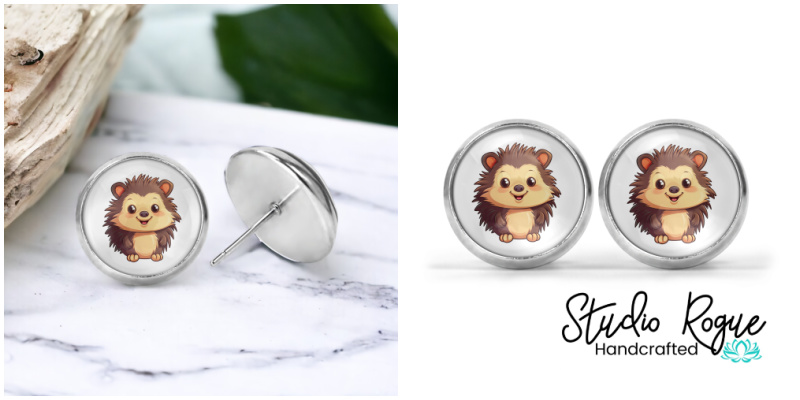 Hedgehog Image Earrings