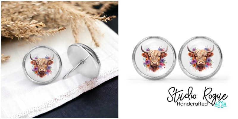 Highland Cow Image Earrings