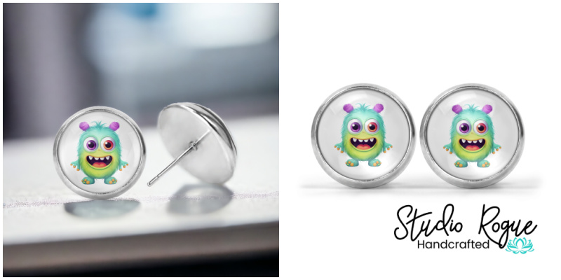 Green Monster Image Earrings