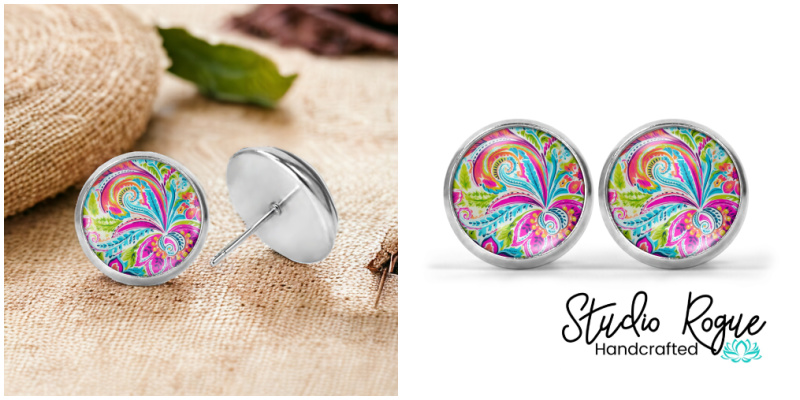 Preppy Paisley Image Earrings