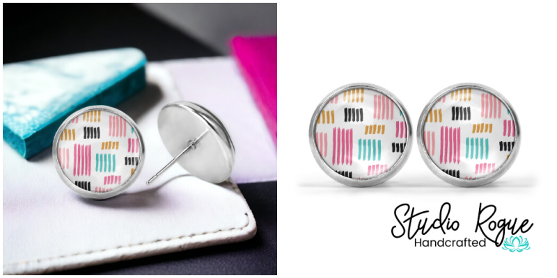 Preppy Stripes Image Earrings