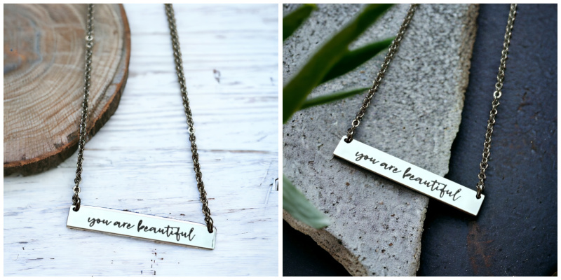 You Are Beautiful Bar Necklace