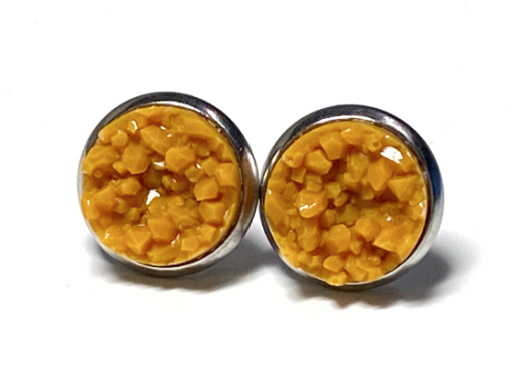 10mm Apricot Geode Earrings