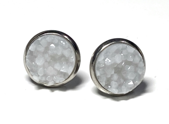10mm Ice White Geode Earrings