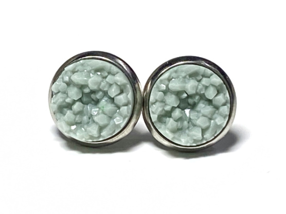 10mm Light Grey Geode Earrings