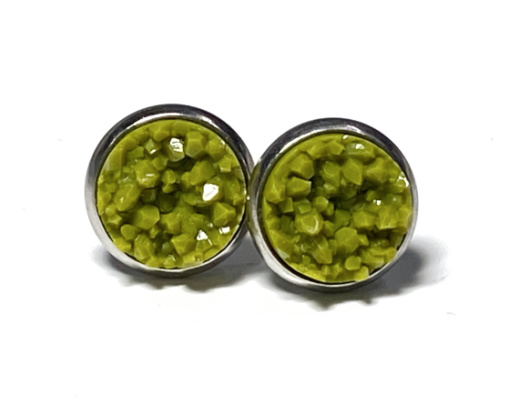 10mm Olive Geode Earrings