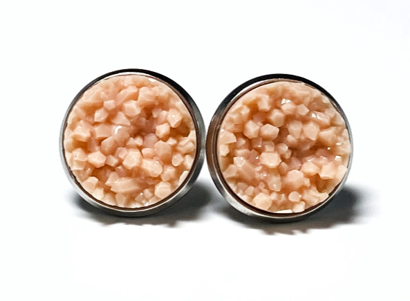 12mm Peach Geode Earrings