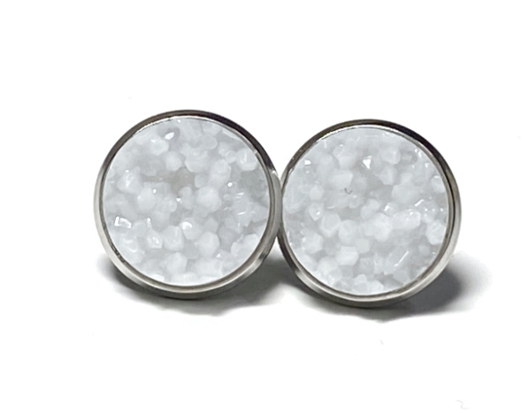 12mm Ice White Geode Earrings