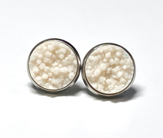 12mm Ivory Geode Earrings
