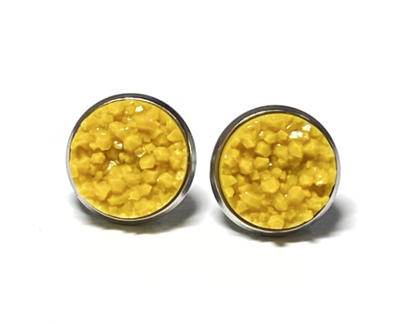 12mm Mustard Geode Earrings