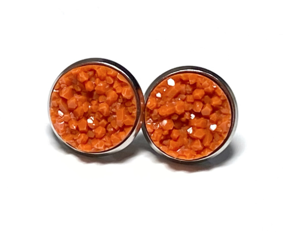 12mm Pumpkin Geode Earrings