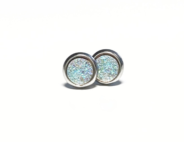 6mm Iridescent Geode Earrings