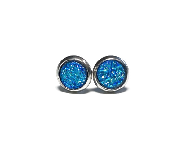 6mm Sapphire Blue Geode Earrings
