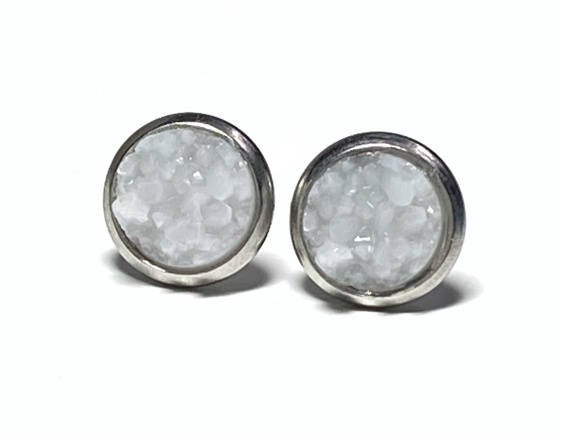 8mm Ice White Geode Earrings