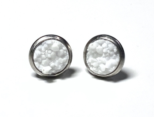 8mm Snow Geode Earrings