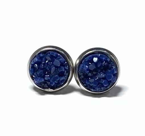 8mm Blueberry Geode Earrings