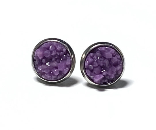 8mm Grape Geode Earrings