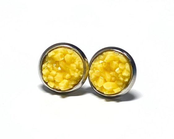 8mm Yellow Geode Earrings