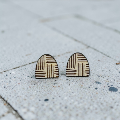 Boho Engraved Wood Stud Earrings