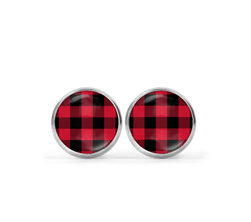 Buffalo Plaid Red Image Earrings