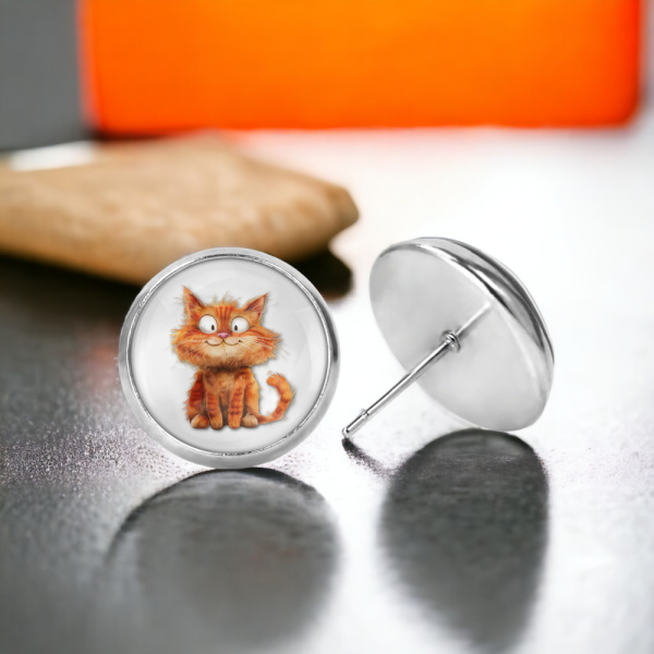 Orange Cat Image Earrings
