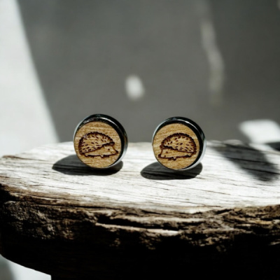 Hedgehog Wood Stud Earrings