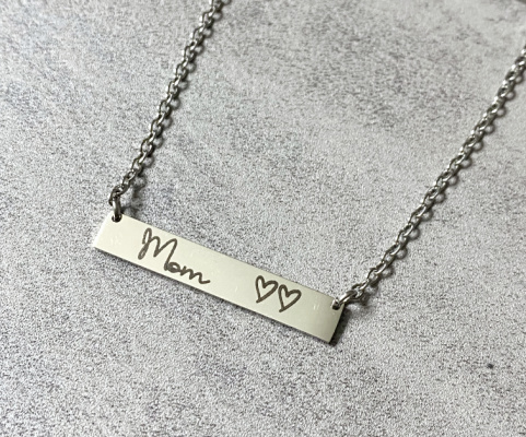 Mom Hearts Bar Necklace