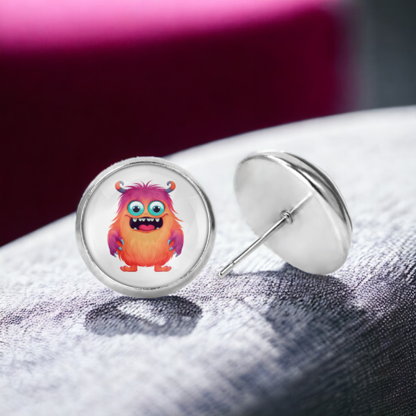 Orange Monster Image Earrings