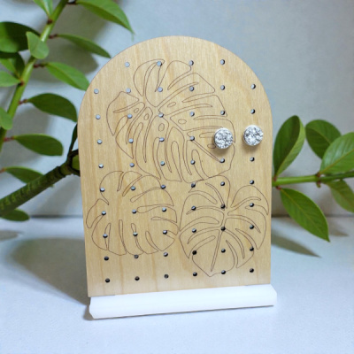 Monstera Wood Earring Board