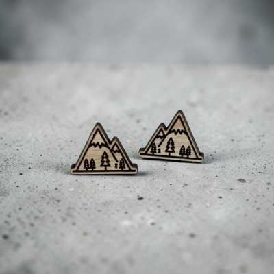 Mountain View Wood Stud Earrings