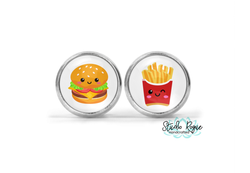 Cheeseburger & Fries Image Earrings