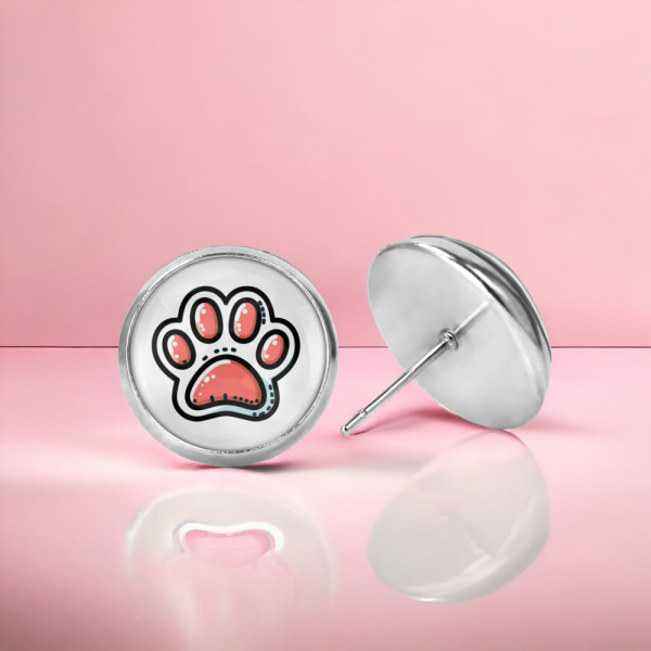 Pink Paw Image Earrings