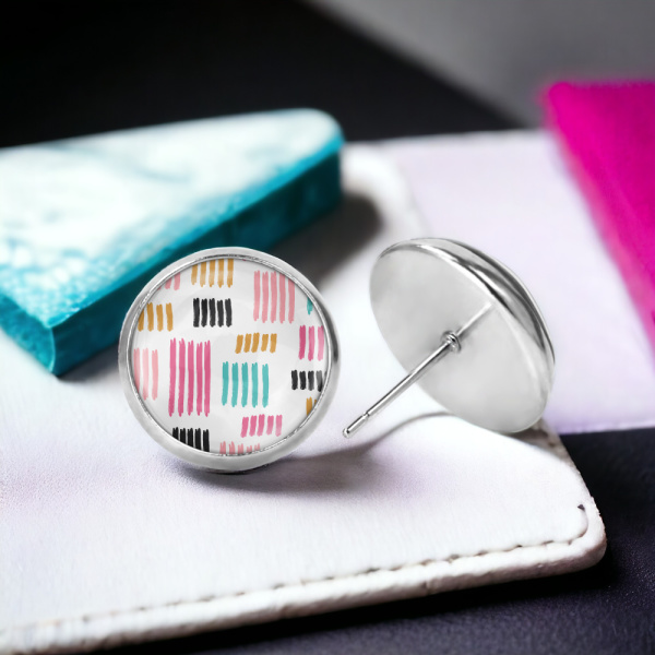 Preppy Stripes Image Earrings