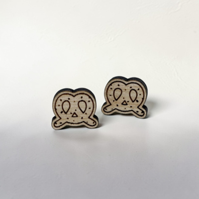 Pretzel Wood Stud Earrings