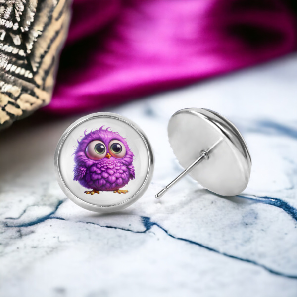 Purple Bird Image Earrings