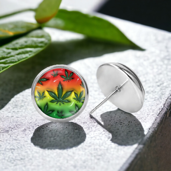 Rainbow Cannabis Image Earrings