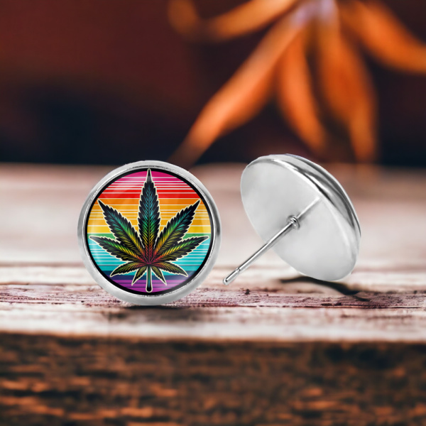 Pot Leaf Image Earrings