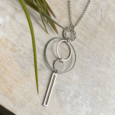 Silver Circles Long Necklace
