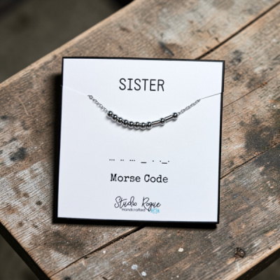 SISTER Beaded Morse Code Necklace