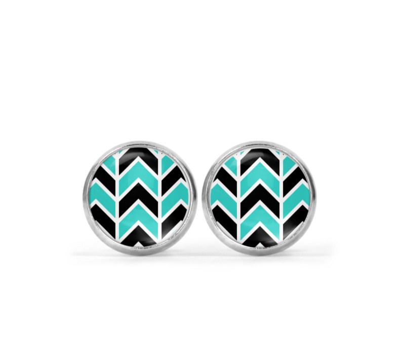 Teal Black Image Earrings