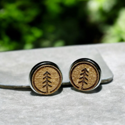 Tree Wood Stud Earrings