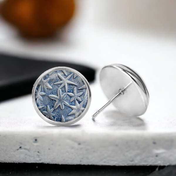 Denim Starfish Image Earrings