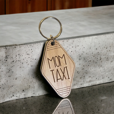Mom Taxi Motel Keychain