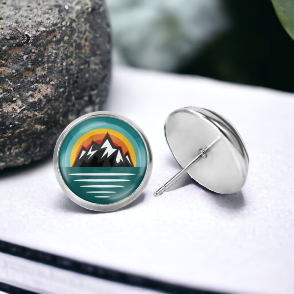 Teal Mountains Image Earrings