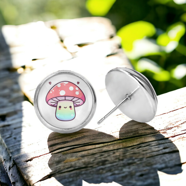 Pastel Mushrooms Image Earrings