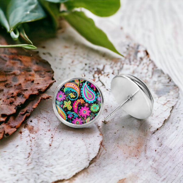 Neon Paisley Image Earrings