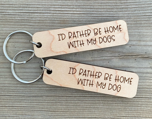 Rather Be Home With Dogs Keychain
